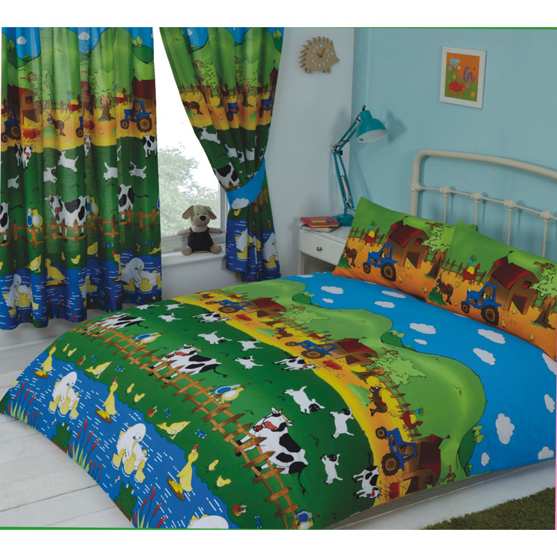 FARMYARD FRIENDS Devore Duvet Cover Set, Double Duvet Cover + 2 Standard Pillowcases