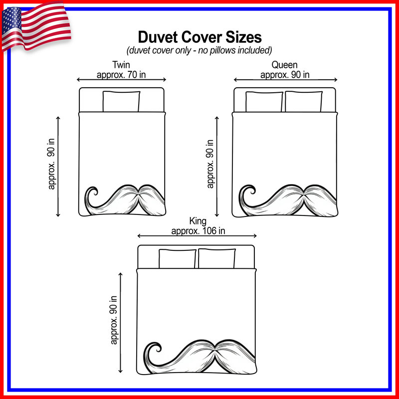 Housses de couette recourbées de moustache noire, Twin