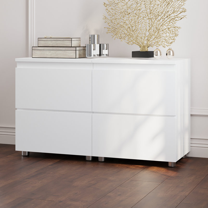 Commode blanche à 4 tiroirs petite taille