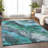 Machine Washable Indoor/Outdoor Xhevrie Teal Rug-2113687308