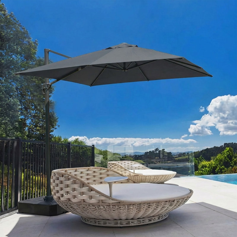  Auvent de remplacement 10 'x 10' en porte-à-faux pour parasol carré 8 côtes, Gris orage