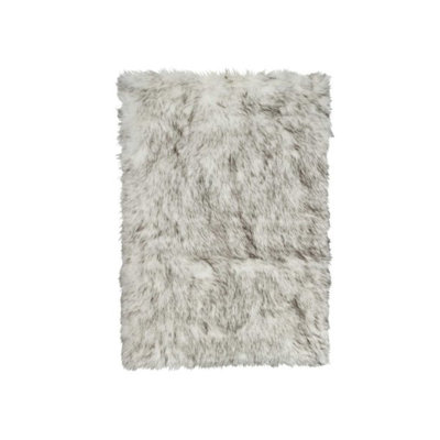 France Gray Faux Fur Area Rug