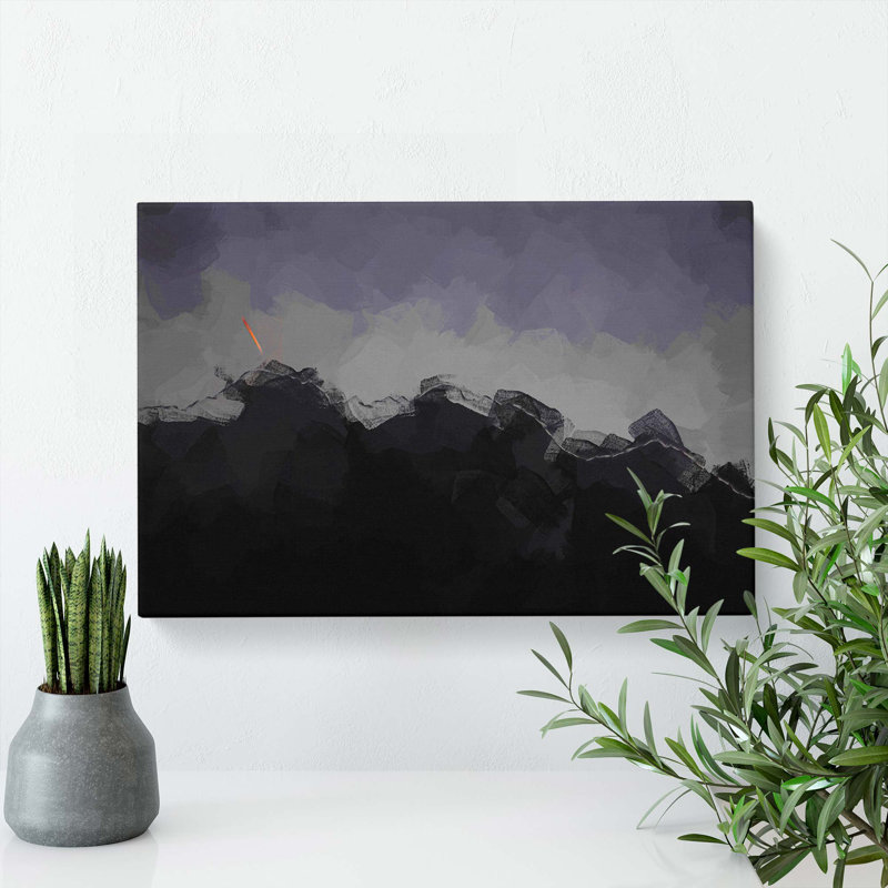 Airplane Above The Mountain In Abstract - Wrapped Canvas Print, 50cm H x 76cm W x 3cm D