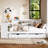 Twin Size Corner Daybed with Storage Drawers & Desk & Charging Port & Bookcase of White Color-837467391