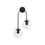 Lampe murale moderne industrielle noire, corps en métal et capuchon en verre, 21,7 po x 9,4 po x 21,7 po | 2 x douilles E14 (15 W maximum) | Design épuré pour décoration scandinave et fantaisiste | Idéal pour le salon, la chambre à coucher ou le bureau-640173099-546858718