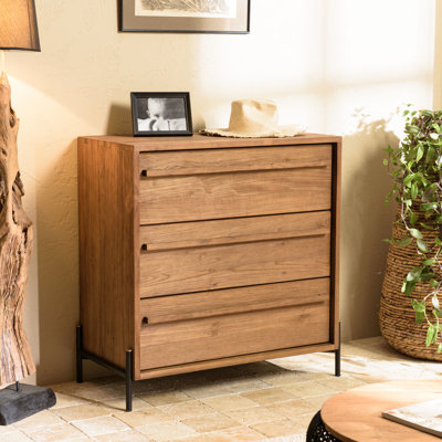 Aakanksha Solid Wood 84cm W 3 - Drawer Chest of Drawers