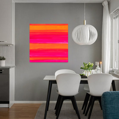 Vibrant Pink Orange Stripes Abstract Bold Colorful Wall Art Print by Isabelle Brent - Wrapped Canvas Print