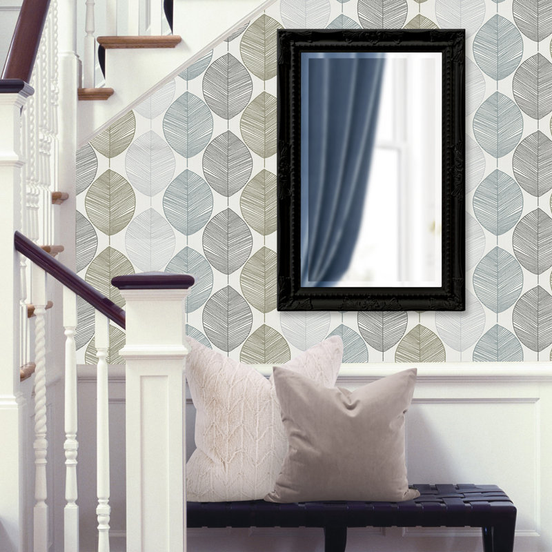 Solid Wood Rectangle Mirror, Glossy Black