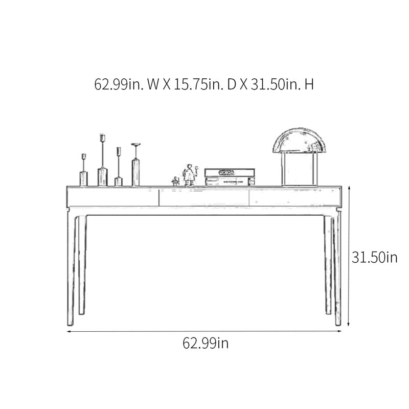 Console moderne moderne avec tiroirs, Noir, H 31,5 po x l 62,99 po x P 15,75 po