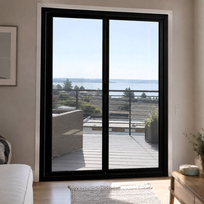 Porte pliante noire l 72 po x H 80 po en verre pliable pliable à gauche en aluminium (2 + 0)