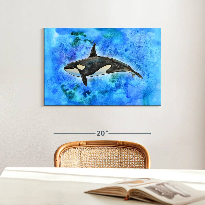 Orca On Blue, 16" H x 24" W