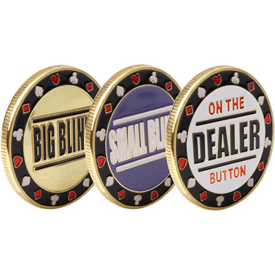 GSE 1.5-Inch Metal Small Blind, Big Blind, Dealer Puck Buttons, Set of 3 Texas Hold'em Poker Dealer Accessory