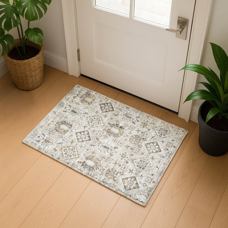 Premium Machine Washable Ariel Global Rug, Rectangle 1'8" x 2'6"