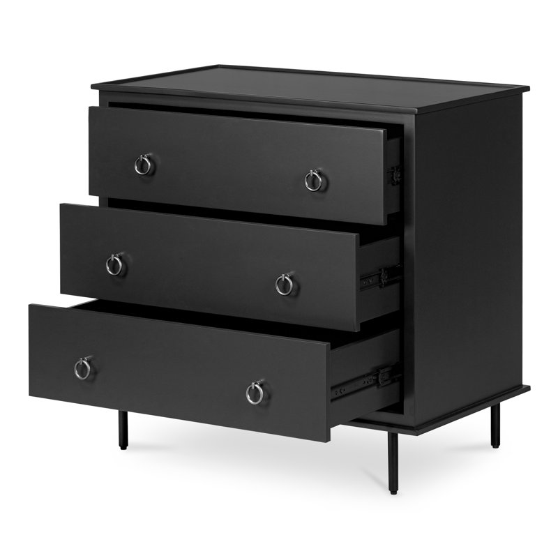 Shillington 3 DRAWER NIGHTSTAND, Black