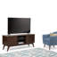 Meuble télé bas de 60 po en bois massif de style moderne Mid-Century pour téléviseur de 65 po ou moins avec 2 armoires et tablettes ouvertes Draper-1985758781