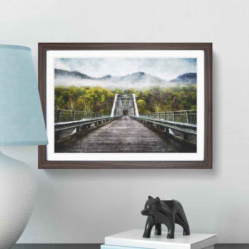 Fayette Station Bridge in West Virginia - Picture Frame Painting Print, Walnut Framed, 62cm H x 87cm W x 2cm D