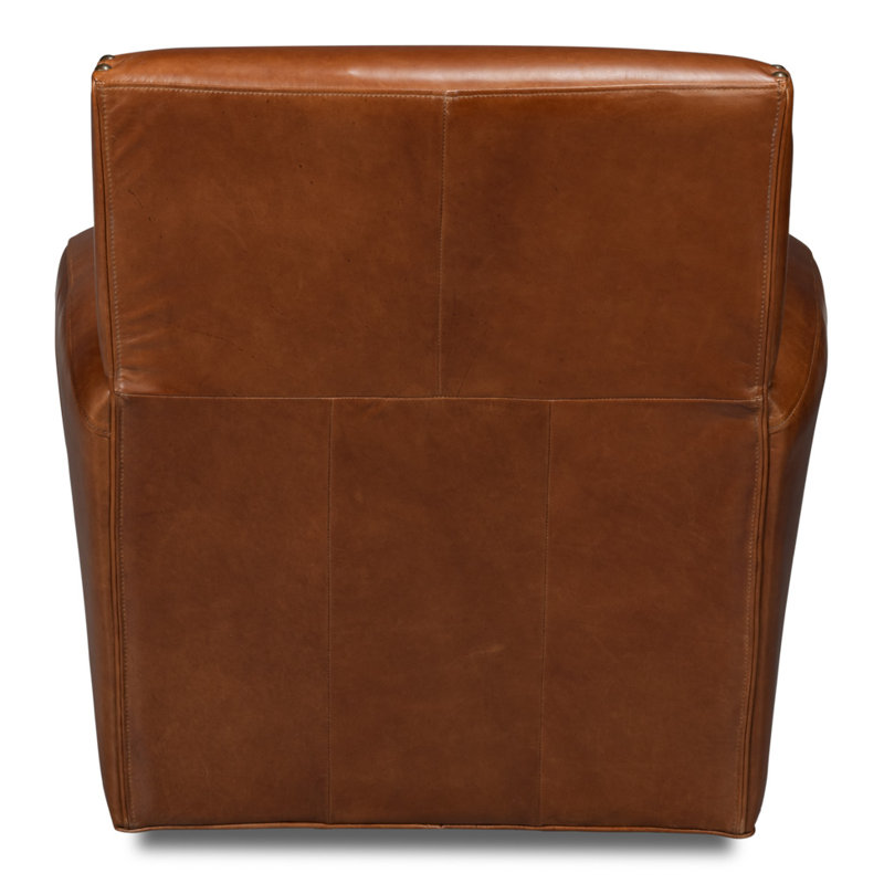 The Taft Swivel Club Chair, Brown Genuine Leather