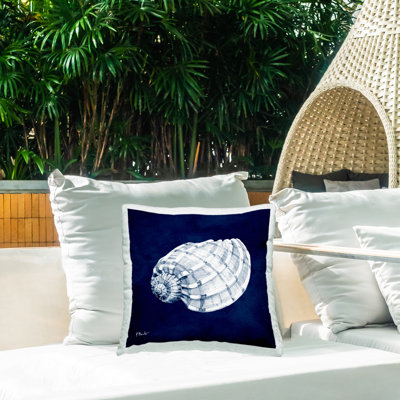 Coussin d'extérieur Vivid Blue Coastal Seashell