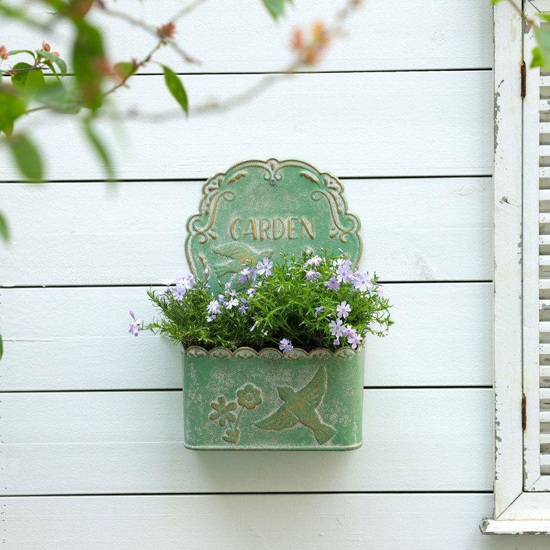 Jardinière murale en métal rustique pour plantes d'intérieur / extérieur, fleurs fraîches et artificielles, décoration murale de ferme pour jardin extérieur