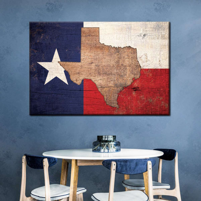 State Map Over Texas Flag Canvas Print, 24" H x 16" W x 1.25" D