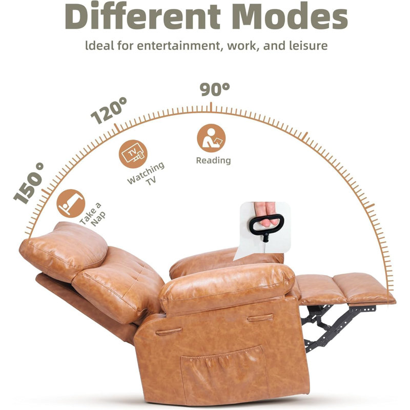 Fauteuil inclinable large surdimensionné, Brun