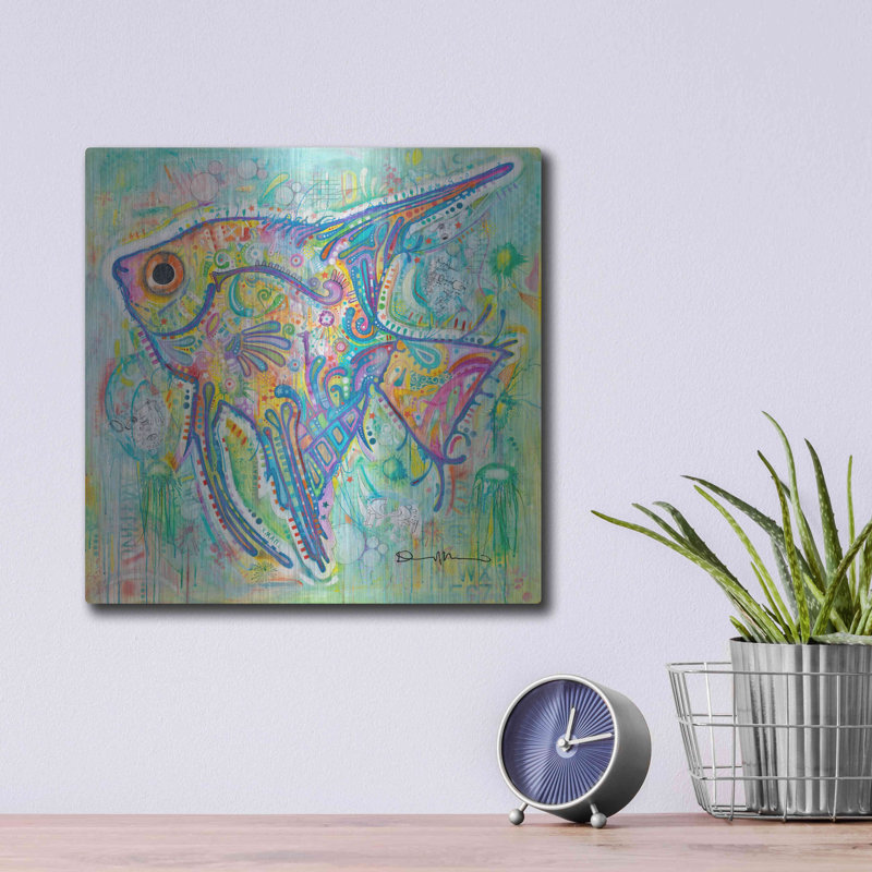 Beachcrest Home ™ «Angel» par Dean Russo, art mural en métal, H 12 po x l 12 po