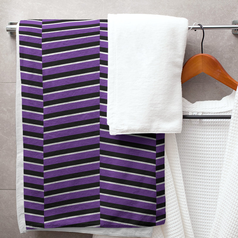 Jaya Bath Towel, Purple/Black