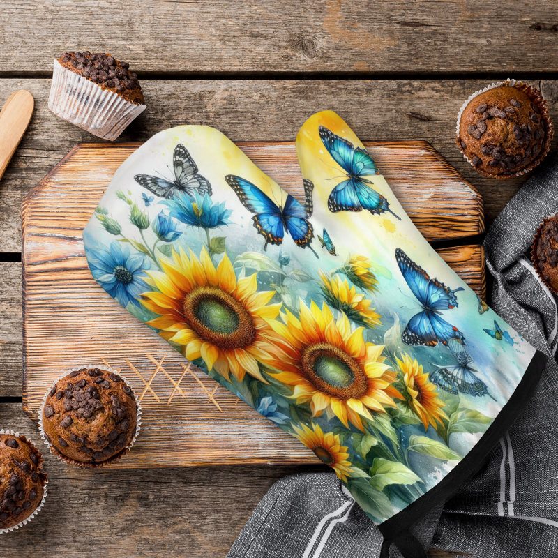Flower & Flutter Oven Mitt Cotton Twill
