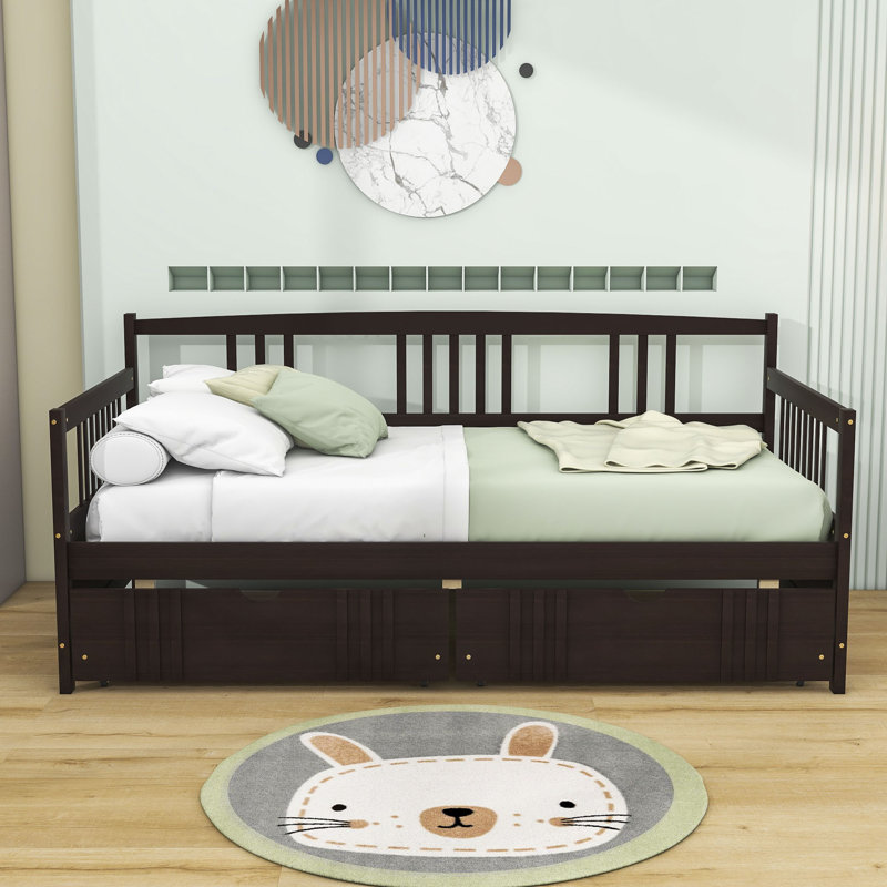 Dzidis Daybed with Drawers, Espresso, Twin