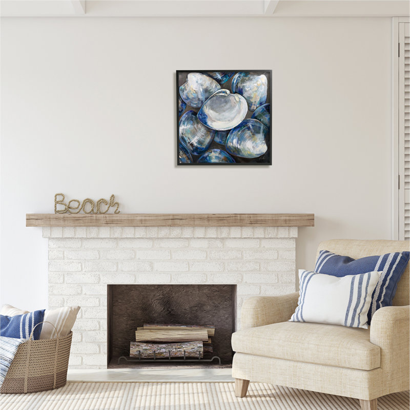 Clam Shells, peinture par Jeanette Vertentes, Giclée encadrée noir minuit, H 24 po x l 24 po x P 1,5 po