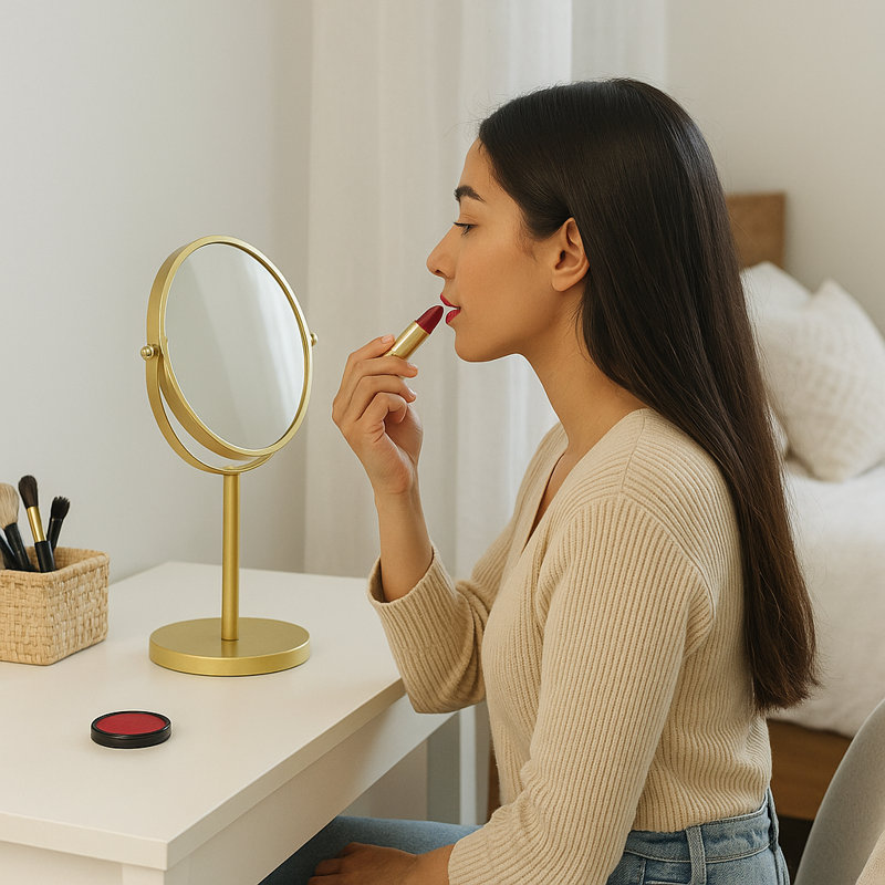 Harbour Housewares - Magnifying Pedestal Mirror, Gold