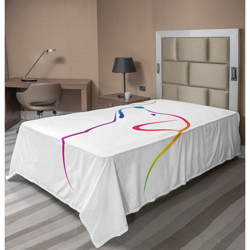 Multicolore Ambesonne, Drap plat pour lit simple