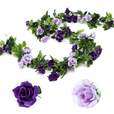 3PCS 23,7pi guirlande de fleurs mauves artificielles