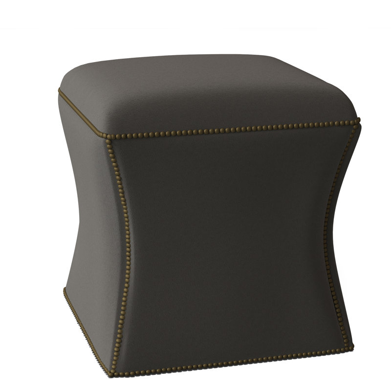 Roscoe 20" Cocktail Ottoman, Brass, Light Grey Leather 202-010