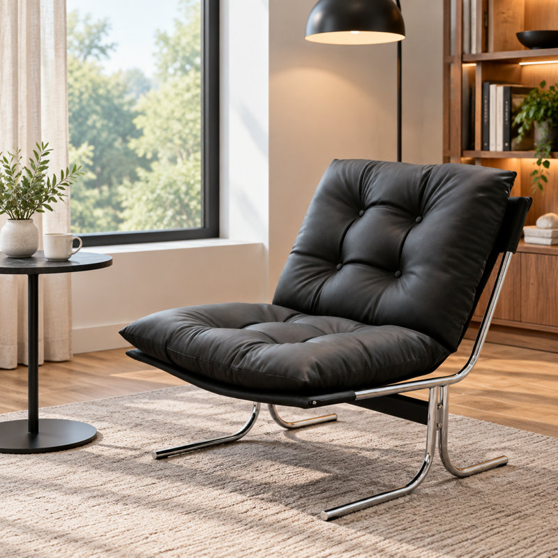 Fauteuil d'appoint moderne en similicuir avec pieds en métal