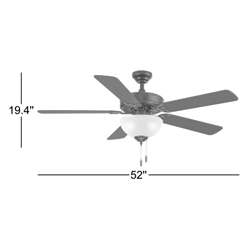 Gholson 52'' Ceiling Fan with LED Lights, Oiled Bronze with Maple/Walnut Blades