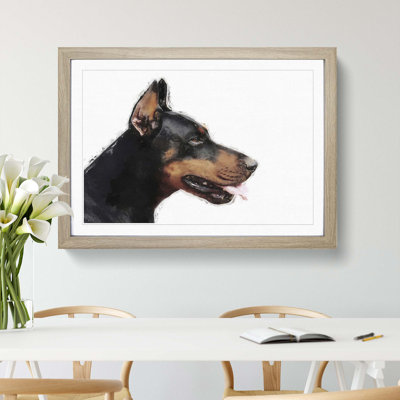 Magnificent Doberman Dog in Abstract - Picture Frame Painting Print