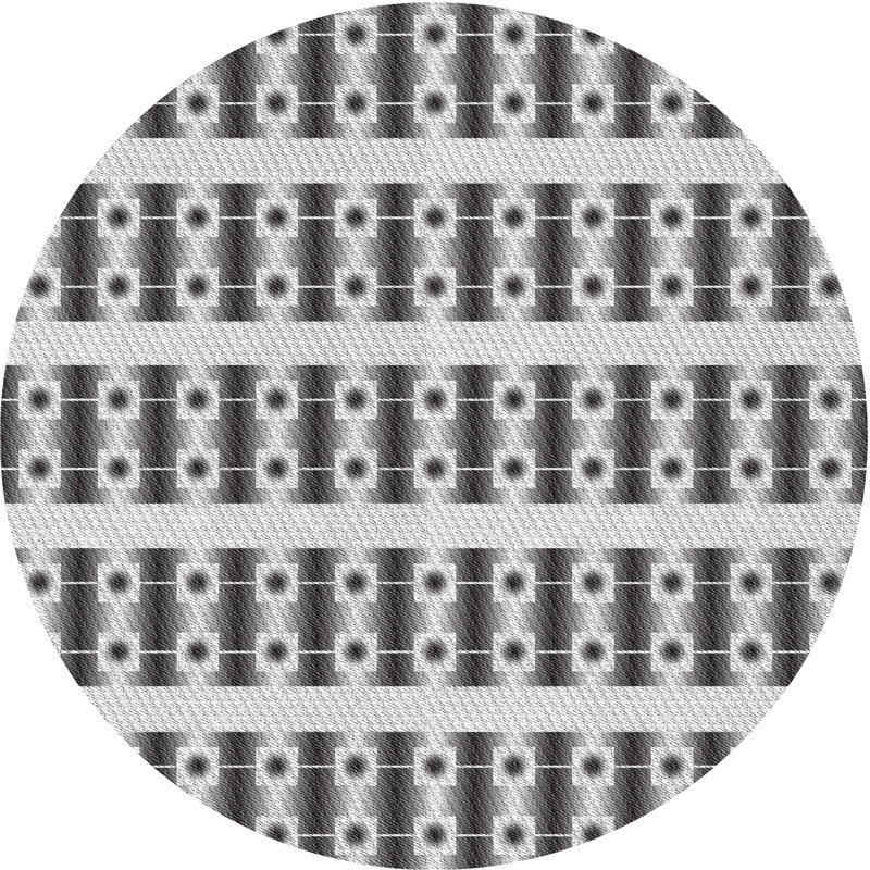 Tapis noir/blanc cassé tissé à la machine, Rond 8 pi