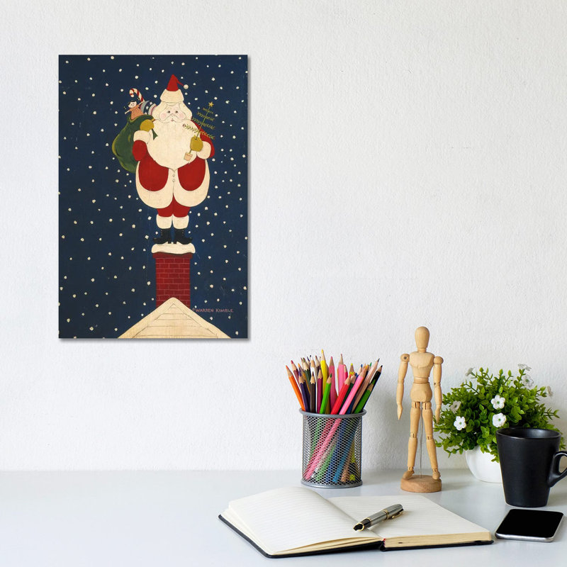Chimney Santa - Wall Art Print - Wrapped Canvas