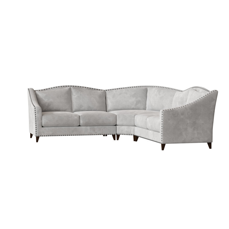 Canapé modulaire Carolina, Bella en velours performance blanc, Noyer, Argent