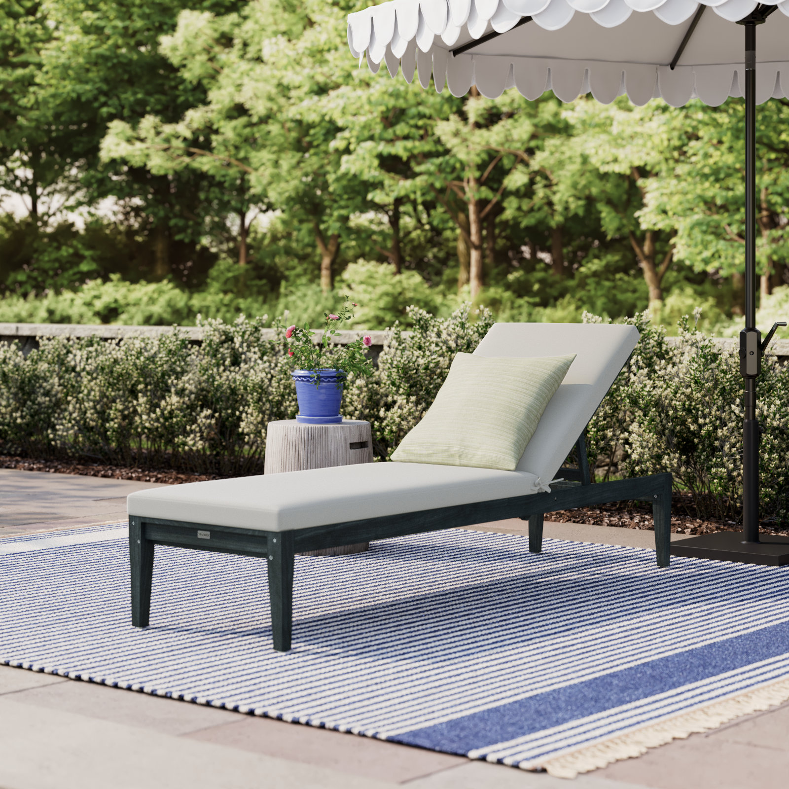 Arwen 23.6'' Outdoor Acacia Chaise Lounge, Dark Slate Gray