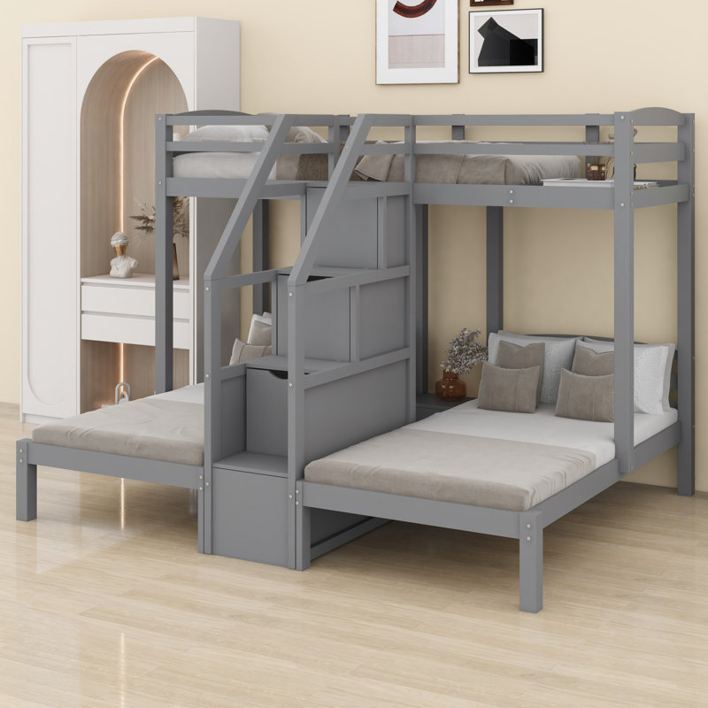 Latitude Run® Bunk Bed With Built-In Staircase And Storage Drawer ...