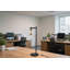 Lampe de bureau industrielle moderne à contrôle tactile avec accent en laiton, abat-jour en verre transparent, bouton tactile à DEL bleue et port de charge USB