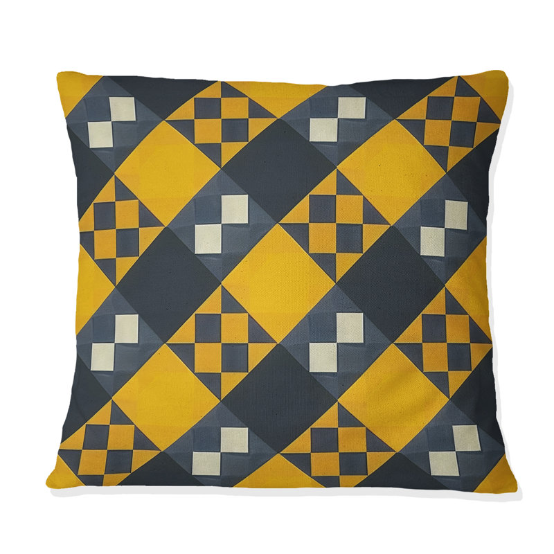 Coussin jaune moderne Modern Houndstooth I, H 16 po x l 16 po