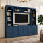 Meuble télé mural moderne en forme d'arche, grand meuble télé de style campagnard de 262 cm (103 po) avec armoires de rangement, tiroirs et étagères réglables pour téléviseurs jusqu'à 165 cm (65 po).-219071855