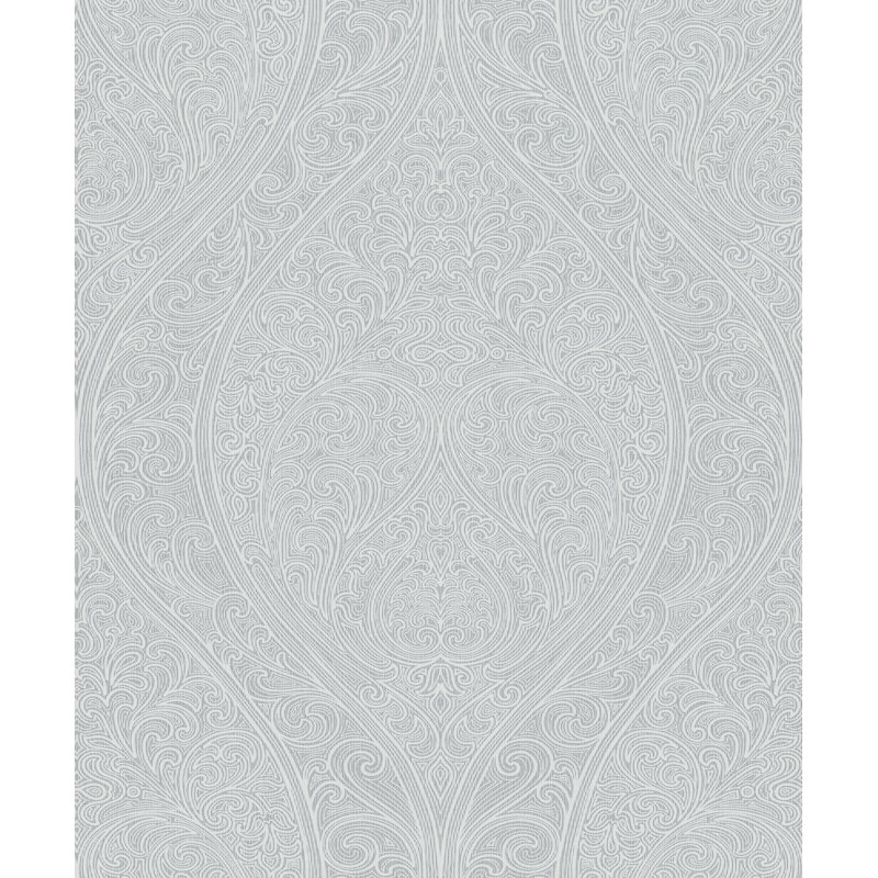 Serene Collection Metallic Art Nouveau Large Ogee Damask Design 33' L x 21" W Wallpaper Roll, Gray