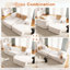 Canapé-lit en velours 77,2 po, méridiennes doubles, blanc, sans assemblage, mousse haute densité 32D, dossier incurvé ergonomique, base antidérapante, pour salon méditerranéen, accoudoirs sans os, structure.