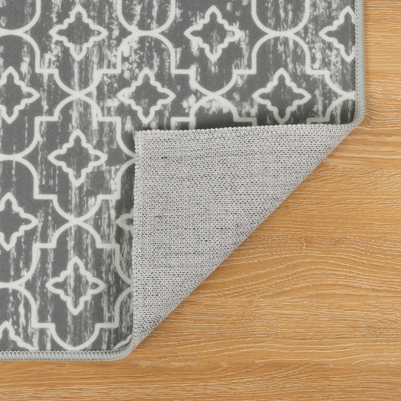 Machine Washable Non-Slip Kitchen Mat, Light Gray