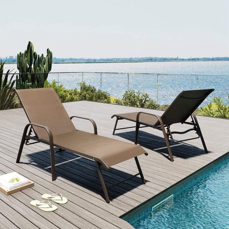 Chaise longue d'extérieur en aluminium Guyden, Brun