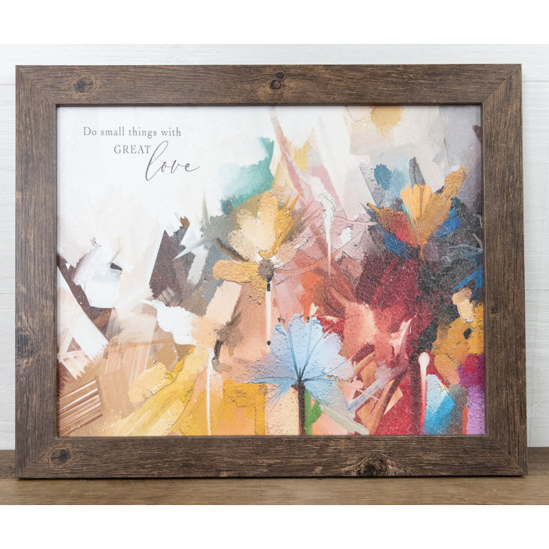 "Inspirational Do Small Things With Great Love", art floral abstrait, impression encadrée, Brun